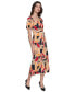 Women's Geo-Print Square-Neck Puff-Sleeve Maxi Dress