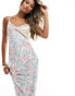 Фото #4 товара Love Triangle satin cami maxi dress with lace insert in floral