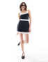 Abercrombie & Fitch mini skort dress in black and white Черный, 2XS - EU 32 - фото #3