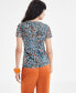 Фото #2 товара Women's Printed Short-Sleeve Mesh Top, Created for Macy's