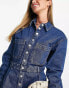 Фото #6 товара Dr Denim button through mini dress in dark wash blue