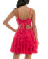 ფოტო #2 პროდუქტის Juniors' Cutout Tie-Back Ruffled Petal Dress