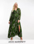 Фото #3 товара ASOS DESIGN Maternity button through pintuck maxi dress in green floral print