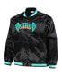 Men's Black Vancouver Grizzlies Big and Tall Hardwood Classics Wordmark Satin Raglan Full-Zip Jacket