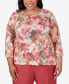 Фото #1 товара Plus Size Sedona Sky Watercolor Knotted Neck Floral Top