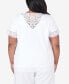 Фото #2 товара Plus Size Charleston T-shirt with Lace Border Details and Detachable Necklace