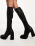 Фото #8 товара Schuh Wide Fit Della second skin heeled knee boots in black
