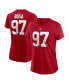 ფოტო #1 პროდუქტის Women's Nick Bosa Scarlet San Francisco 49ers Player Name and Number T-shirt