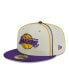 Men's Cream, Purple Los Angeles Lakers Piping 2-Tone 59FIFTY Fitted Hat