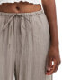 Фото #5 товара Vero Moda textured drawstring waist wide leg trouser in taupe