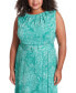 Plus Size Printed Belted Fit & Flare Dress