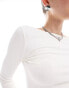 Фото #4 товара JDY scoop back rib long sleeve top in cream