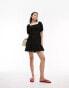 Фото #1 товара Topshop shirred mini dress in black