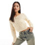 Mango crochet jumper with flower detail in beige