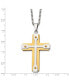 Chisel brushed Yellow IP-plated Cross Pendant Box Chain Necklace