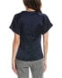 Gracia Ruched Front Button Blouse Women's Blue M