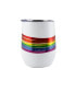 Double Wall 2 Pack of 12 oz White Wine Tumblers with Metallic Rainbow Wrap Decal