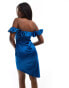 Jaded Rose bardot dress with frill detail in blue