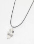 ASOS DESIGN necklace with molten pendant and cord detail in silver tone