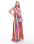 Фото #2 товара Mango stripe one shoulder maxi dress in multi