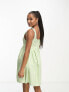 Фото #3 товара ASOS DESIGN Petite square neck mini smock sundress in apple green