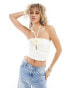 Emory Park ruched corset top with corsage in cream