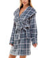 ფოტო #8 პროდუქტის Women's Plaid Shawl-Collar Wrap Robe