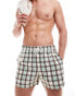 ASOS DESIGN swim shorts in short length in check print