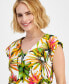 Фото #4 товара Petite Cotton Ruched-Side Top, Created for Macy's