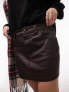 Фото #2 товара Topshop coated denim mini skirt in brown
