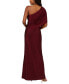 ფოტო #2 პროდუქტის Women's Metallic Draped One-Shoulder Gown