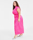 ფოტო #2 პროდუქტის Trendy Plus Size Button-Front Tie-Waist Maxi Dress, Created for Macy's