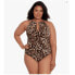 Lauren Ralph Lauren Womens Plus High-Neck One-Piece Swimsuit 16W, Leopard 306498 - фото #1