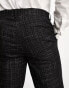 ASOS DESIGN slim suit trousers in crosshatch in black