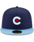 Бейсболка New Era мужская голубая синего цвета Chicago Cubs City Connect 59FIFTY Navy, Light Blue, 7 7/8 - фото #3