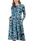 ფოტო #4 პროდუქტის Women's Print Long Sleeve Pleated Midi Dress