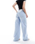 Фото #4 товара Stradivarius fluid wide leg jean in light wash