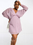 Фото #2 товара ASOS DESIGN Curve exclusive chiffon batwing sleeve mini dress in lilac