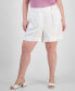 Фото #6 товара Trendy Plus Solid Linen-Blend Pleated Woven Shorts, Created for Macy's