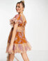 Фото #2 товара ASOS DESIGN soft tiered mini dress with tie front in mixed paisley print