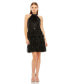 ფოტო #1 პროდუქტის Women's High Neck A-Line Ruffle Sequin Mini Dress