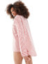 Фото #7 товара Esmee oversized long sleeve beach shirt in berry red stripe