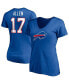 Фото #1 товара Women's Josh Allen Royal Buffalo Bills Player Icon Name and Number V-Neck T-shirt