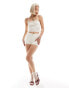 Фото #3 товара Emory Park pointelle shorts with rose detailing in off white co-ord