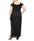 Plus Size Draped Cold-Shoulder Evening Dress