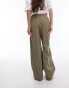 Topshop pull on wide leg trouser in khaki