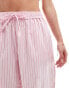 Фото #3 товара ONLY Petite wide leg trouser in pink and red stripe