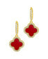 Фото #1 товара Gold Crystal Halo Colored Clover Dangle Huggie Earrings