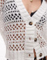 Topshop knitted mix stitch cardigan in ivory