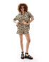 Фото #1 товара Noisy may high waisted ripple short co-ord in beige zebra